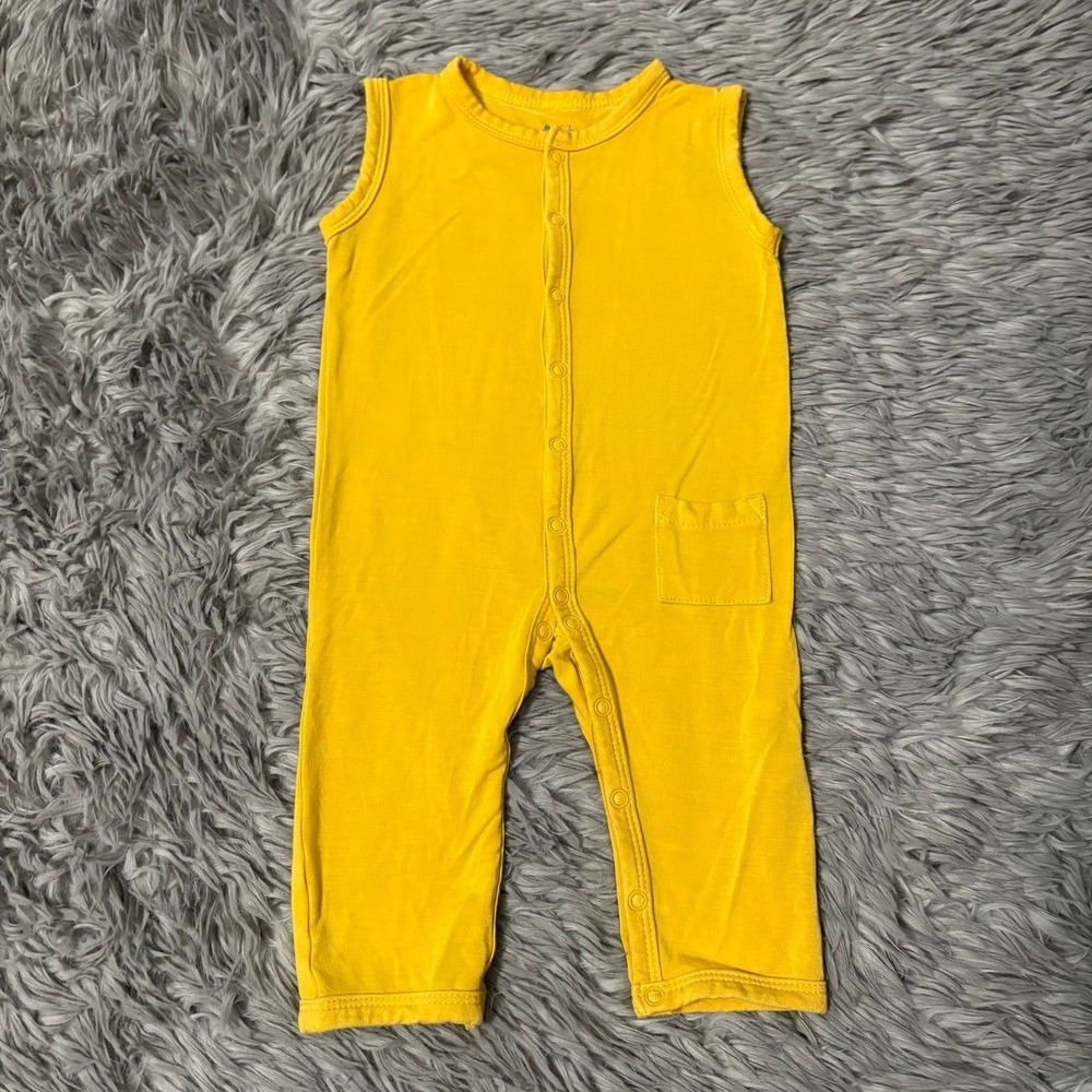 Kyte Baby Sleeveless Yellow Snap Up Romper Infant 3-6 Months Unisex